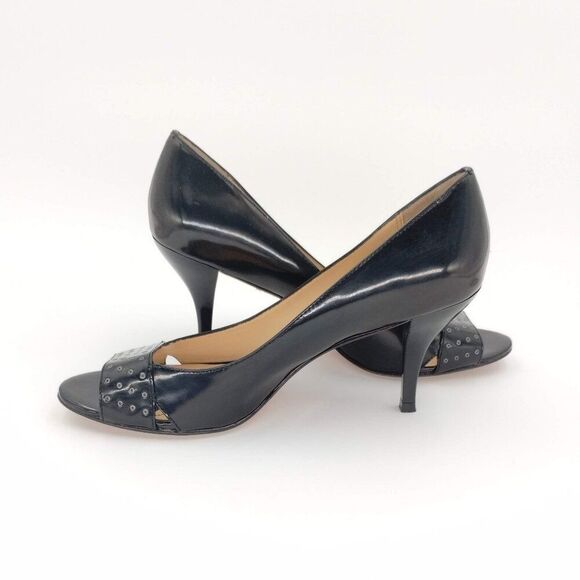 Boutique 9 Galetta Heels Studded Leather Open Toe Pumps Black Size 8.5 - Picture 3 of 11